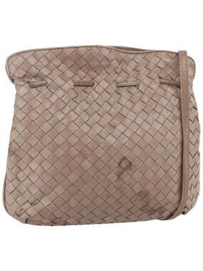 Authentic BOTTEGA VENETA INTRECCIATO Shoulder Bag Beige Gold